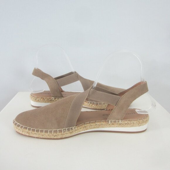 New Lucky Brand Womens 8 Tan Espadrille Slip-On Suede Slingback Shoe LP RIFKA - Picture 3 of 11